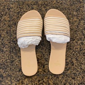 Lulus Tamber Leather Strappy Slide Sandals Size 8